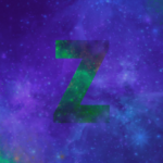 Fahl grün schimmerndes Z in violetter Sternenlandschaft