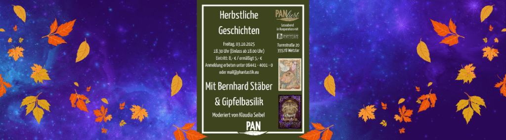 Ankündigungsbild zur Herbstlichen Lesung in der Fantastischen Bibiliothek in Wetzlar