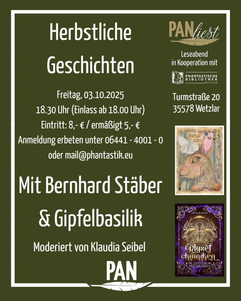 Ankündigungsbild zur Herbstlichen Lesung in der Fantastischen Bibiliothek in Wetzlar