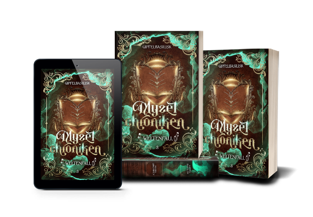 Mockup aller möglichen Ausgaben der Myzelchroniken Band 3