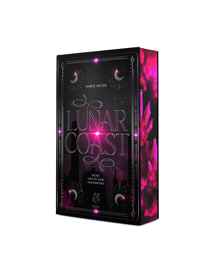 Cover des Romans "Lunarcoast – Mord unter dem Hexenmond", mit Farbschnitt