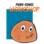 Punk-Genre-Workshop Werbung unbezahlt. Auf dem bild ist ein orangener Schleim auf blauem Hintergrund zu sehen, die Illustration wurde vom Autor angefertigt